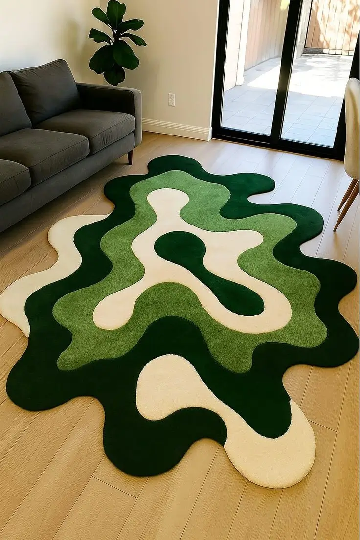 Tapis moderne abstrait nettoyé et restauré